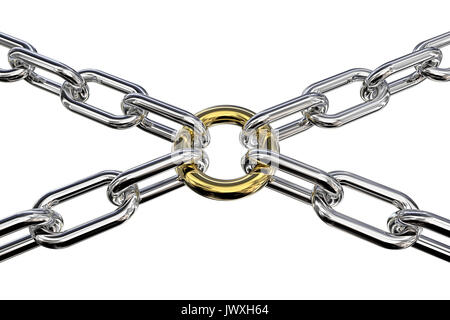 Golden Ring Anschluss 4 Kettenglieder. 3D-Render. Stockfoto
