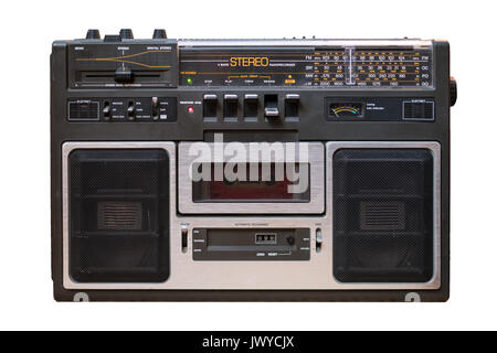 Kassettenrecorder/Audio Player auf weißem Hintergrund Stockfoto