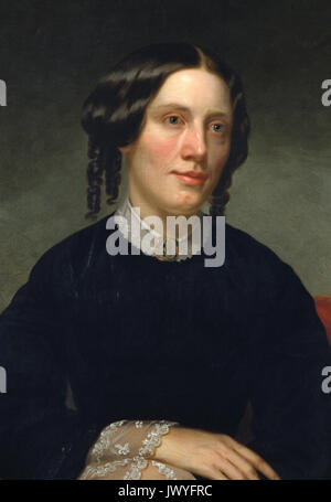 Harriet Beecher Stowe (1811-1896), Wahrheit und amerikanische Autor von Uncle Tom's Cabin, von einem Öl Gemälde Portrait 1853 von Alanson Fisher. Stockfoto