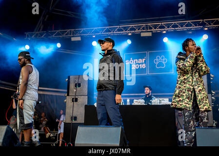 BARCELONA - 18 JUN: Abschnitt Boyz (Rap-Band) führen im Konzert beim Sonar Festival am 18. Juni 2016 in Barcelona, Spanien. Stockfoto