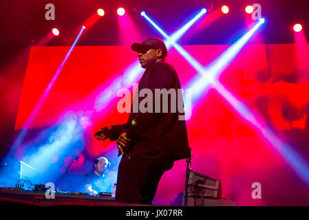 BARCELONA - 18 JUN: Skepta (Band) führen im Konzert beim Sonar Festival am 18. Juni 2016 in Barcelona, Spanien. Stockfoto