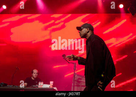 BARCELONA - 18 JUN: Skepta (Band) führen im Konzert beim Sonar Festival am 18. Juni 2016 in Barcelona, Spanien. Stockfoto