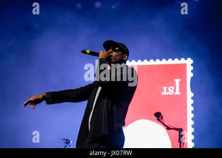 BARCELONA - 18 JUN: Skepta (Band) führen im Konzert beim Sonar Festival am 18. Juni 2016 in Barcelona, Spanien. Stockfoto