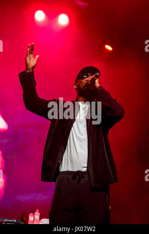 BARCELONA - 18 JUN: Skepta (Band) führen im Konzert beim Sonar Festival am 18. Juni 2016 in Barcelona, Spanien. Stockfoto