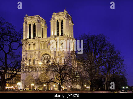 Kathedrale Notre-Dame, Paris, Frankreich, nachts. Stockfoto