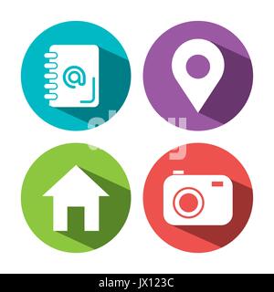 Sammlung internet Symbole auf runde Web Buttons Vector Illustration Stock Vektor