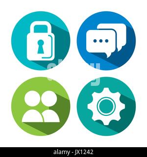 Sammlung internet Symbole auf runde Web Buttons Vector Illustration Stock Vektor