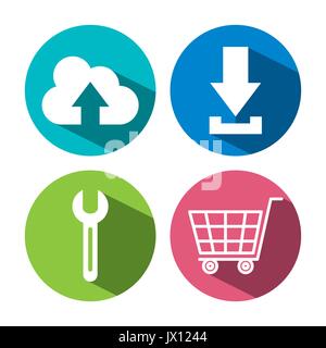 Sammlung internet Symbole auf runde Web Buttons Vector Illustration Stock Vektor