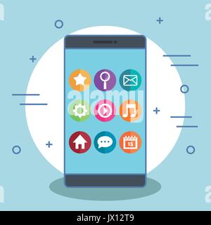 Smartphone mit App Icons auf dem Bildschirm Vector Illustration Stock Vektor