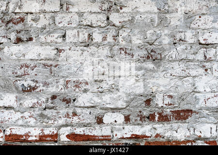 Grunge Red Brick Wall gemalt von weißer Farbe als Hintergrund Stockfoto