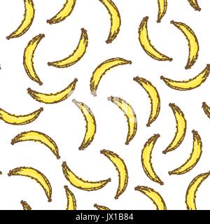 Banane nahtlose Muster. Endlose gelbe Bananen auf Weiß zurück Stock Vektor