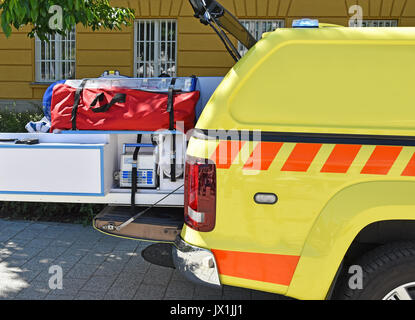 Krankenwagen und Ausrüstungen Stockfoto