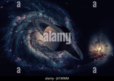 Sonnensystem - Saturn. Es ist der sechste Planet von der Sonne. Stockfoto