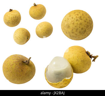 Thai sweet longan auf weißem Hintergrund (clipping path enthalten) Stockfoto