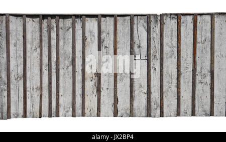 Hintergründe, alten hölzernen Zaun auf weißem Hintergrund Stockfoto