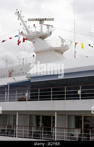 Das Kreuzfahrtschiff Seven Seas Mariner Anker im Hafen von Vancouver an der Küste Vancouver British Columbia Kanada Stockfoto