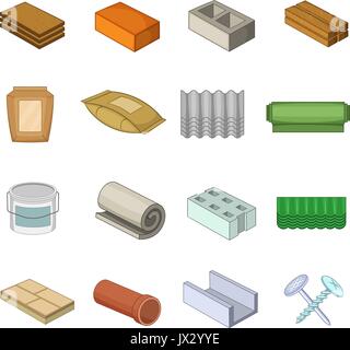 Baumaterial Symbole, Cartoon Stil Stock Vektor