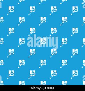 Lupe und Diskette Muster nahtlose Blau Stock Vektor