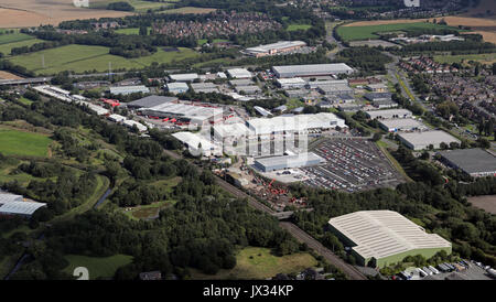 Luftaufnahme von Winwick Kai Industrial Estate, Warrington, Großbritannien Stockfoto