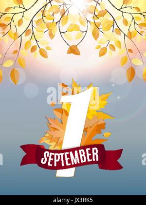 Ersten 1 September Template Vector Illustration Stock Vektor