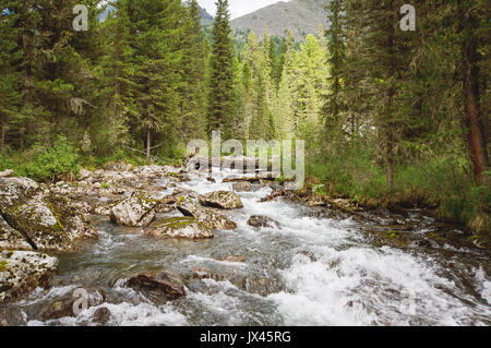 Sehr schöne mächtigen Wasserfall in Norwegen mit dem fließenden Wasser. Starke Strömung auf schnellen mountain river Stockfoto