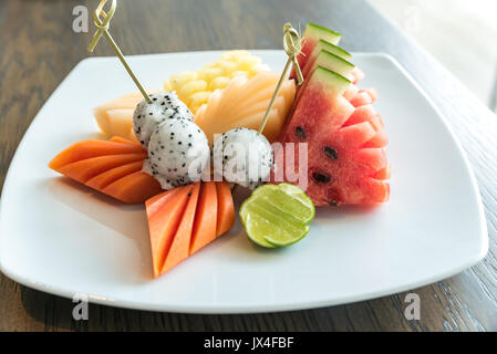 Exotische Südfrüchte set für dessert Stockfoto