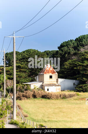 Alte Getreidespeicher in Ackerland. Phillip Island, Victoria, Australien Stockfoto