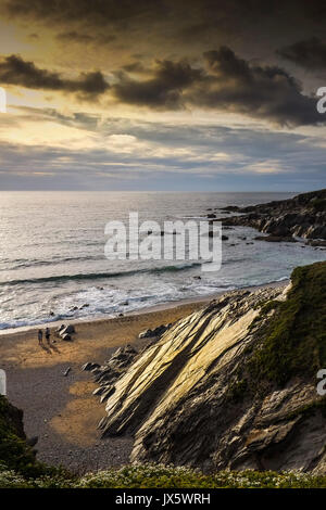 Wenig Fistral. Sonnenuntergang über wenig Fistral in Newquay, Cornwall. Stockfoto