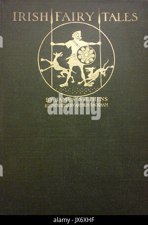 Dieses Cover von „Irish Fairy Tales“ aus dem Jahr 1920 zeigt ein traditionelles Design, das irische Folklore und Geschichten durch Kunst und Text repräsentiert. Stockfoto