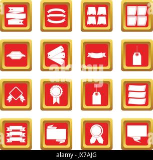 Verschiedene bunte Etiketten Icons Set Rot Stock Vektor