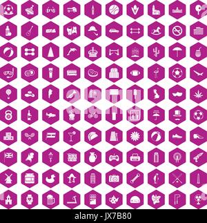100 ball Symbole hexagon Violett Stock Vektor