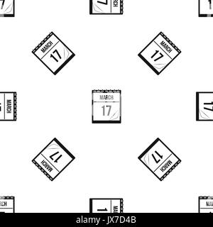 Kalender mit Datum vom 17. März Muster nahtlose Schwarz Stock Vektor
