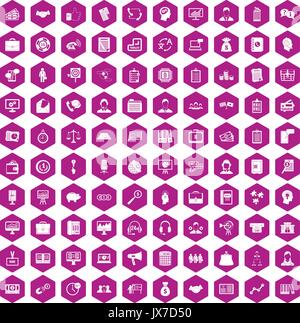 100 Geschäftsleute Symbole hexagon Violett Stock Vektor