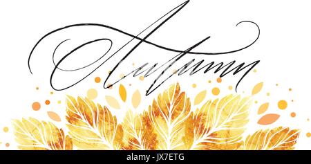 Aquarell gemalt Herbst Blätter Banner. Herbst Hintergrund Design. Vector Illustration Stock Vektor