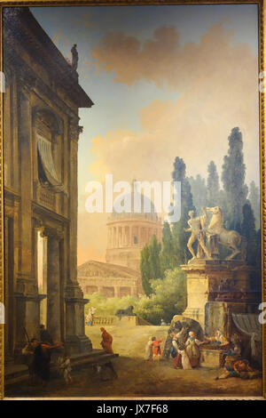 Imaginären Blick auf Rom mit dem Pferd Tamer der Monte Cavallo und eine Kirche, von Hubert Robert, 1786, Öl auf Leinwand National Museum der westlichen Kunst, Tokyo DSC 08552 Stockfoto