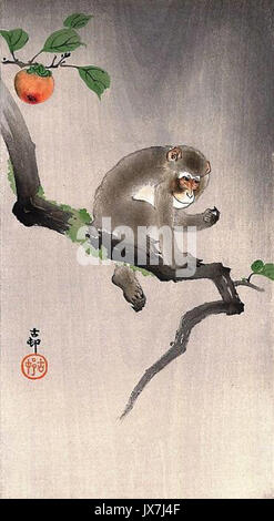 "Affe auf dem Baum" von Ohara Koson Stockfoto