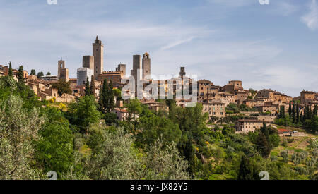 Blick auf die Türme von San Gimignano, Italien Stockfoto