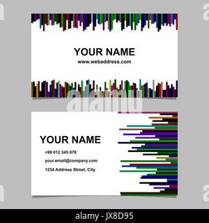 Bunte business card Template Design - Vektor namecard Design mit horizontalen und vertikalen Streifen Stock Vektor