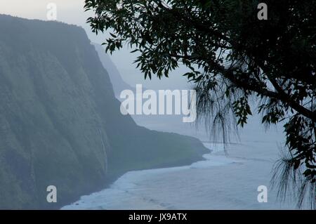 Ocean cliff Blick entlang der nördlichen Küste von Hawaii aus dem Waipio valley Lookout Stockfoto