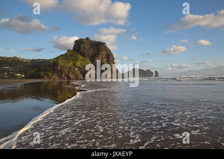 Lion Rock auf Piha Beach, Neuseeland. Stockfoto
