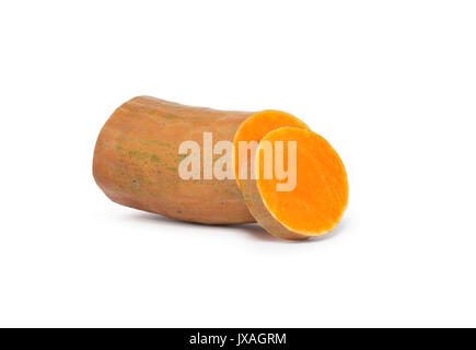 Stück geschnitten Butternut Squash auf weißem Hintergrund. Mit Freistellungspfad isoliert Stockfoto