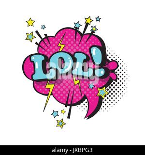 Comic Rede Chat Bubble Pop Art Stil Lol Ausdruck Symbol Text Stock Vektor
