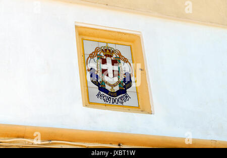 Abschirmung des italienischen Zollbehörden, Lakki, Leros, Dodekanes, Griechenland. Stockfoto