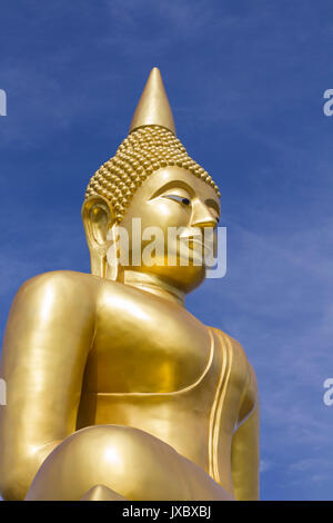 Die großen goldenen Buddha Statue auf einem Hügel in Thailand Stockfoto