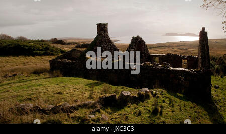 Abgebrochene Croft, Elgol, Isle of Skye Stockfoto