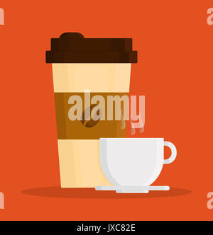 Tasse Kaffee flachbild Vector Illustration, Symbol oder Hintergrund Stockfoto