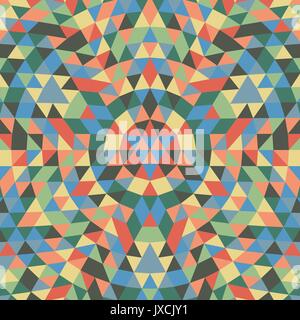 Runde geometrische Dreieck mandala Hintergrund - symmetrische Vector pattern Design aus bunten Dreiecke Stock Vektor