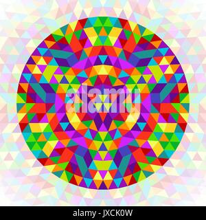 Runde geometrische Dreieck Mandala Design-symmetrische vector Pattern von Farbe Dreiecke Stock Vektor