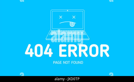 404 Fehler mit Symbol notebook Design Template für Website mit blauen Hintergrund Grafik Stockfoto