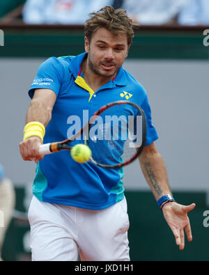 STAN WAWRINKA (SUI) in Aktion bei Roland Garros, Paris, Frankreich. Stockfoto